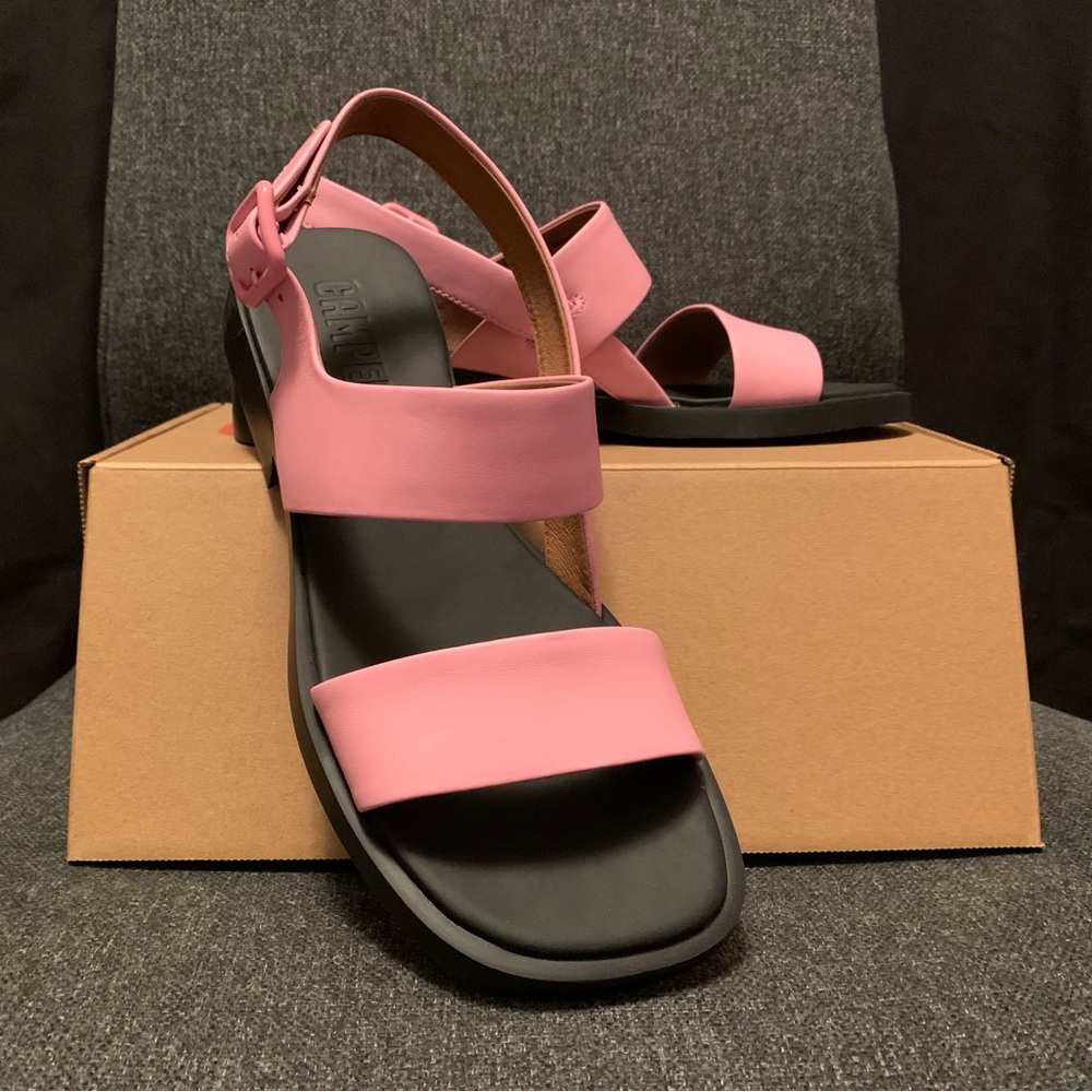 Camper Pink and Black Sandals with Modern Design